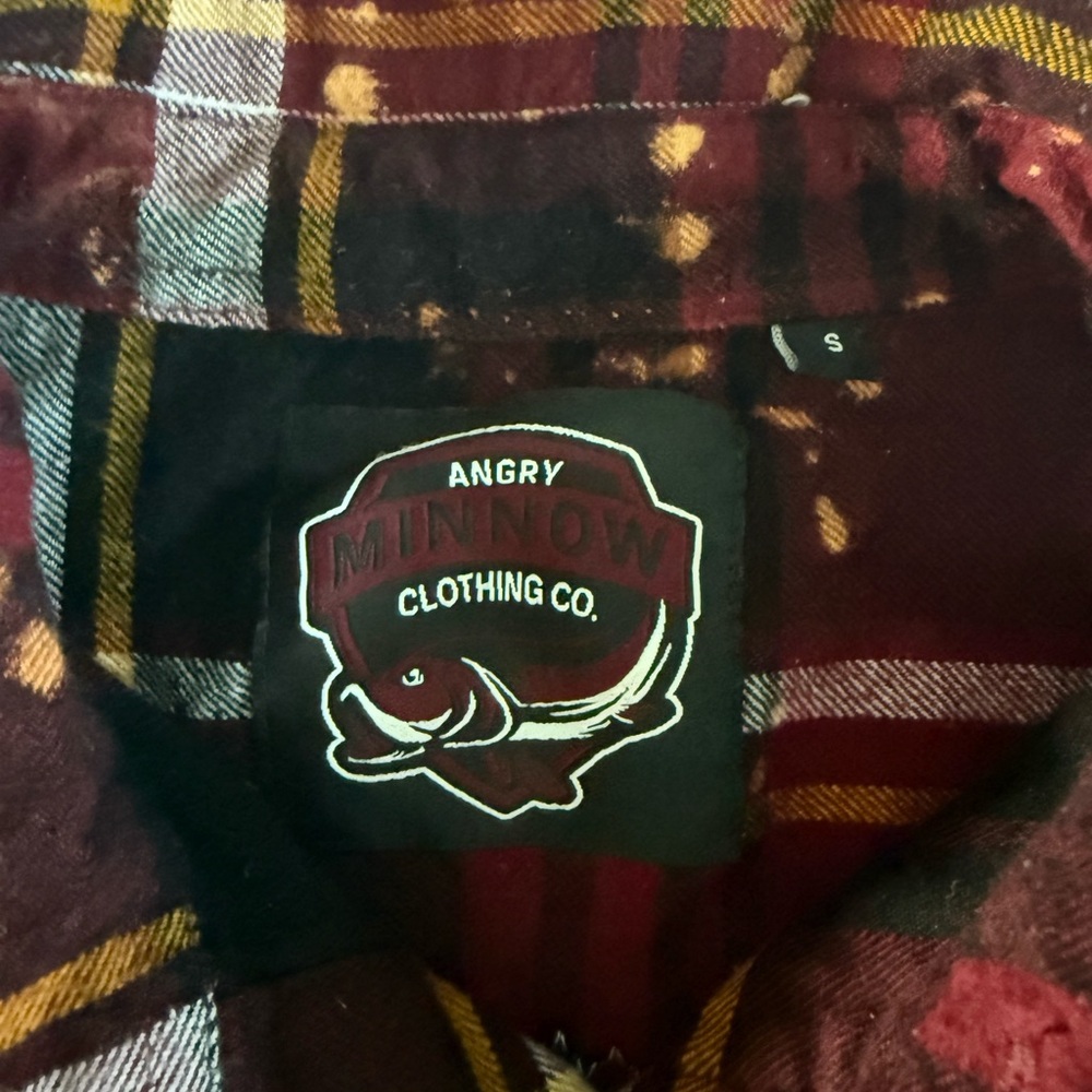 Angry Minnow Oh For Fox Sake Flannel Shirt Mens Small  Red Splatter - Picture 5 of 9